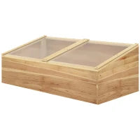 Mini Serra da Giardino Serra per semenzai dim. 100L x 50l x 36H cm Tetto 2 falde apribili separatamente Pannelli in Policarbonato Legno di Abete pre-olio