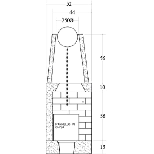 Camino legna prefabbricato refrattario focolare aperto reversibile ds90 ref