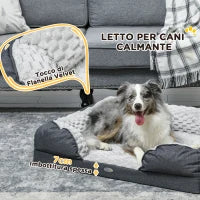 Lettino per Cani Taglia Media Imbottito con Cuscino Rimovibile Lavabile, 90x69x21cm, Grigio Carbone
