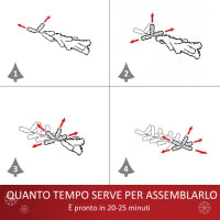 Albero di Natale 150cm Artificiale Pieghevole con Base Rimovibile, 454 Rami, in PVC e Acciaio, Verde