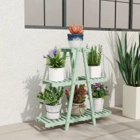 Portapiante a 3 Livelli in Legno di Abete per Interni ed Esterni, 76x26x76 cm, Verde Chiaro