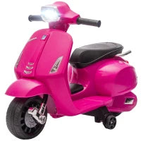Moto Elettrica per Bambini da 2 a 6 Anni con Batteria 6V, Faro, Clacson e Ruote Ausiliarie Rosa