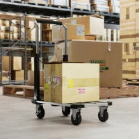 Carrello Portapacchi Pieghevole con Pedana Estensibile, Capacità 150 kg, Maniglia Regolabile, Argento