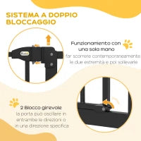 Cancelletto per Cani Estensibile con 4 Viti Regolabili, in Metallo e Plastica, 74-100x78 cm, Nero