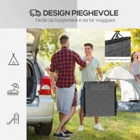 Set 2 Lettini Prendisole con Schienale Reclinabile e Tasca, in Acciaio e Poliestere, 65x188x36 cm, Grigio e Nero