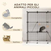 Recinto per Animali Modulabile con 31 Pannelli, 2 Porte e 2 Rampe, in Acciaio e PP, 105x45x105 cm, Nero