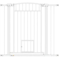 Barriera di Sicurezza per Cani, Sistema di Doppio Blocco, Montaggio a Pressione o a Foratura, Larghezza 76-104 cm, Bianco