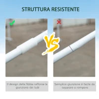 Gazebo da Giardino per Feste con 6 Pareti Rimovibili a Zanzariera, 582x295x255cm, Bianco