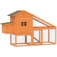 Pollaio da Giardino per 1-2 Galline con Area per Cova, Casetta e Spazio Aperto, in Legno e Metallo, 179x67x115 cm