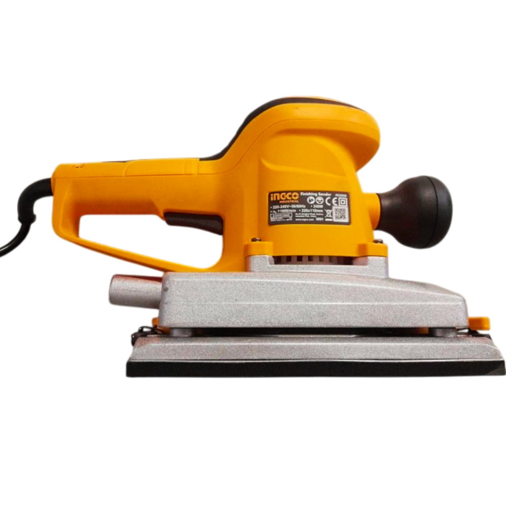 Levigatrice orbitale a filo base alluminio 350w + 5 fogli abrasivi + set spazzole