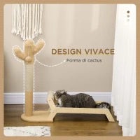 Amaca per Gatti con Tiragraffi per Gatti a forma di Cactus Design 2 in 1 per Interni, 88.5x31.5x76.5 cm