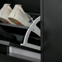 Scarpiera Salvaspazio Regolabile, Mobile Portascarpe con 8 Scomparti Legno 80 x 24 x 120cm Nero