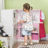 Cucina Giocattolo per Bambini 3-6 Anni con Luci e Utensili da Cucina Realistici, in MDF e PP, 84x93.5x85 cm