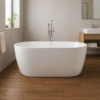 Vasca da bagno free standing ovale acrilico bianco lucido 138 x 57 x 75 cm