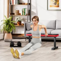 Panca Piana per Pesi e Addominali in Acciaio con Cuscino e Capacità 300kg, 106x26x48cm, Nero