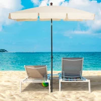 Ombrellone da Giardino Rettangolare e Regolabile con Palo in Alluminio, 2x1.3x2.5 m, Beige