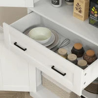 Armadio da cucina, Buffet, Frontale in acrilico, Cassetti, 76 x 40 x 182,5 cm, Bianco crema
