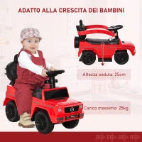 Macchina a Spinta per Bambini 12-36 Mesi con Licenza Mercedes, Tettuccio e Maniglia, 85.5x40.5x95 cm, Rosso