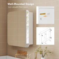 Armadio da Bagno con Specchio Design con Bordi Curvi 2 Porte Mensole Regolabili 68x13x66 cm Bianco