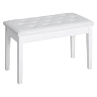 Sgabello Pianoforte Professionale con Vano Portaoggetti Ecopelle, Legno 76 × 36 × 50cm Bianco