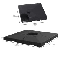 Set 4 Basi a Croce per Ombrelloni da Giardino Riempibili con Acqua e Sabbia 51x51x12cm Nero