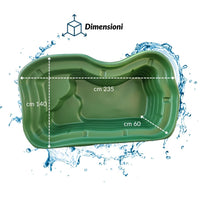 Laghetto da giardino maggiore polietilene verde interrare 235x140x60 litri 1000