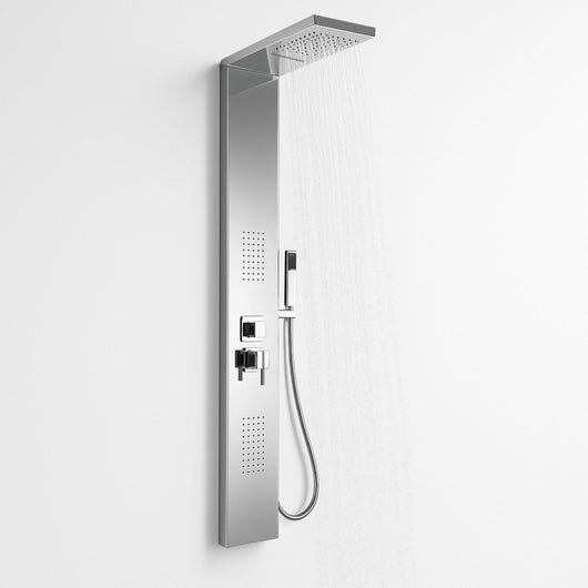 Colonna doccia 002 4 funzioni acciaio inox getto a cascata 2 bocchette idro lombari l20xp44xh170 *** finitura- cromo ...