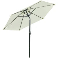 Ombrellone da Giardino Inclinabile 2.3x2.2m con Manovella, Palo in Metallo e 6 Stecche, Crema