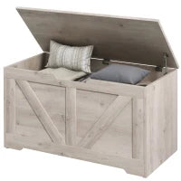 Baule da 100 L Puff da Stoccaggio con Coperchio Cerniera di Sicurezza 80x40x45 cm Grigio