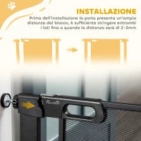 Cancellino per Cani Estensibile a Pressione con Chiusura Automatica, Acciaio e ABS, 75-82x76 cm, Nero