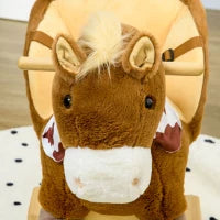 Cavallo a Dondolo per Bambini da 18-36 Mesi con Suoni Realistici, 60x33x50 cm, Marrone e color Legno