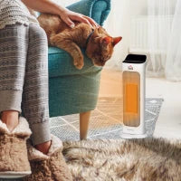 Stufetta Elettrica Oscillante con Telecomando, Temperatura Regolabile e Timer, Potenza 1000W/2000W, 17.6x13.7x50cm, Bianco