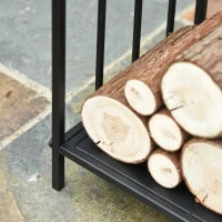 Portalegna per Camino 25kg max per Interno ed Esterno con 2 Maniglie, in Metallo, 44.5x33x46.5 cm, Nero