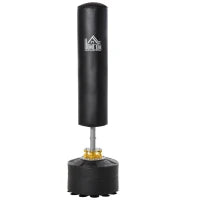 Sacco Boxe da Terra Autoportante, Sacco per Pugilato con Base Riempibile con Acqua e Sabbia, Nero