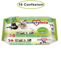 Amore mio salviette detergenti per cani gatti e cuccioli alla citronella 10 confezioni da 36 salviette