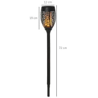 Set 4 Faretti da Esterno LED a Energia Solare con 4 Picchetti, in Plastica, Ø12x72 cm, Nero