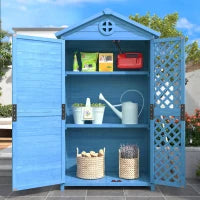 Capanno da giardino in legno resistente alle intemperie, con ampio spazio portaoggetti, 101.5x56.5x175.3 cm, Blu