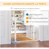 Cancellino per Cani Estensibile a Pressione con Chiusura Automatica per Spazi da 75-103cm, Bianco