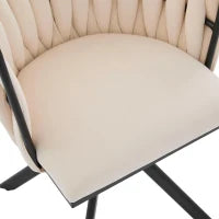 Set da 2 Sedie Girevoli a 180° con Supporto Lombare Ergonomico e Rivestimento Effetto Velluto, 56x50x70 cm, Avorio