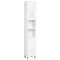 kleankin Mobile Colonna Bagno, Armadio Alto, 2 Armadi, 6 Ripiani Ripiani Regolabili, 30 x 28 x 180 cm, Bianco
