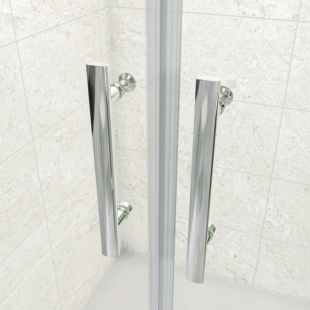 185 cm Box Doccia Angolare Porta Battente Saloon 120 cm Parete Fissa 80 cm Vetro da 6 mm Temperato Anticalcare Barra Stabilizzatrice 45 cm Cromo Lucido