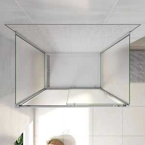 H.185 cm Box Doccia a Tre Lati Porta Scorrevole con 2 Parete Fissa Vetro Temperato 5 mm Satinato Opaco 130x70x70 cm