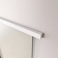 100x225 cm Porta Scorrevole in Vetro da 8 mm Temperato Opaco con Pellicola Anti-frantumi con Binario in Alluminio Bianco Verniciato