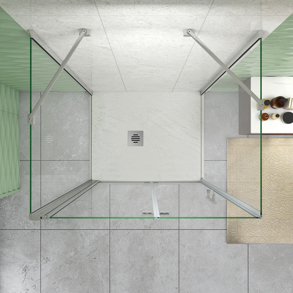 185 cm Box Doccia a Tre Lati Porta Pieghevole a Libro 80 cm Doppia Parete Fissa 80 cm Vetro da 6 mm Temperato Anticalcare Barra Stabilizzatrice 45 cm Cromo Lucido