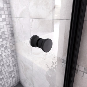 185cm Box Doccia Angolare Porta a Soffietto con Parete Fissa 80x80cm in Vetro Temperato Trasparente 5 mm Profilo Nero Opaco