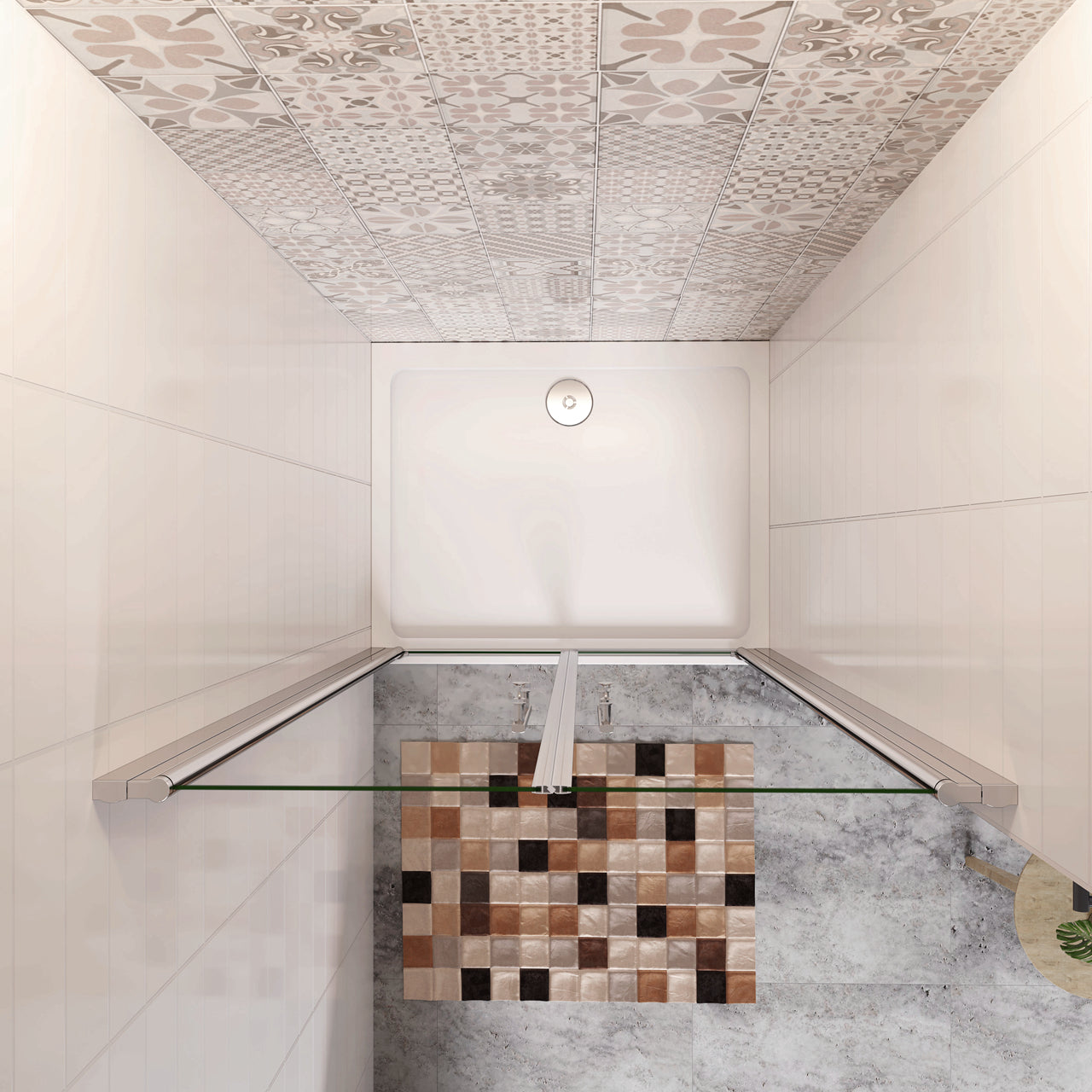 80x195cm Porta Doccia Per Nicchia Doppie Ante Battenti Saloon In Vetro 6mm Temperato Trasparente Anticalcare