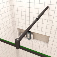 80x200cm Walk In Parete Per Doccia in Vetro Temperato 8mm Anticalcare con Bordo Nero Serigrafato Barra Stabilizzatrice da 70-120 cm