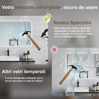 AICA Specchio da bagno 100 x 60 cm, dimmerabile, interruttore touch, Funzione Memoria