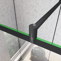 Doccia Walk In Parete Fissa Vetro Temperato 8 mm Anticalcare 120x200cm Semitrasparente Riquadri Nero Serigrafato Barra Stabilizzatrice da 70-120 cm