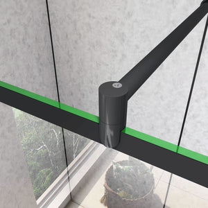 Doccia Walk In Parete Fissa Vetro Temperato 8 mm Anticalcare 120x200cm Semitrasparente Riquadri Nero Serigrafato Barra Stabilizzatrice da 70-120 cm
